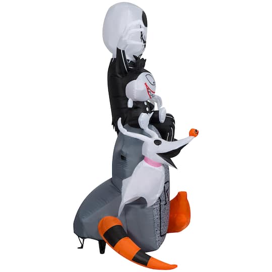 5.5ft. Airblown® Disney® Inflatable Jack Skellington Halloween Scene with Scary Teddy, Zero & Snake Lighted Décor